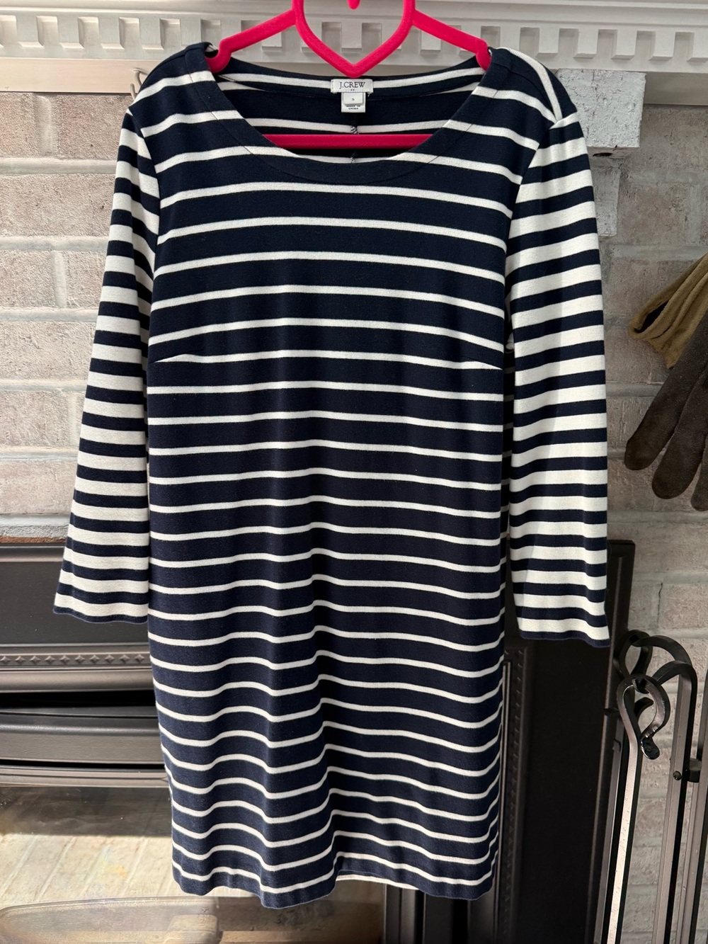 J.Crew Navy & White Striped Boatneck Dress - small